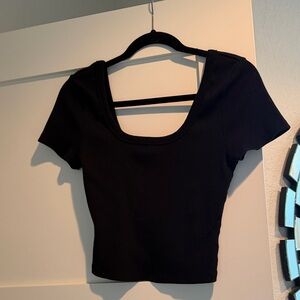 Universal Thread Black Scoop Neck and Back Crop Top